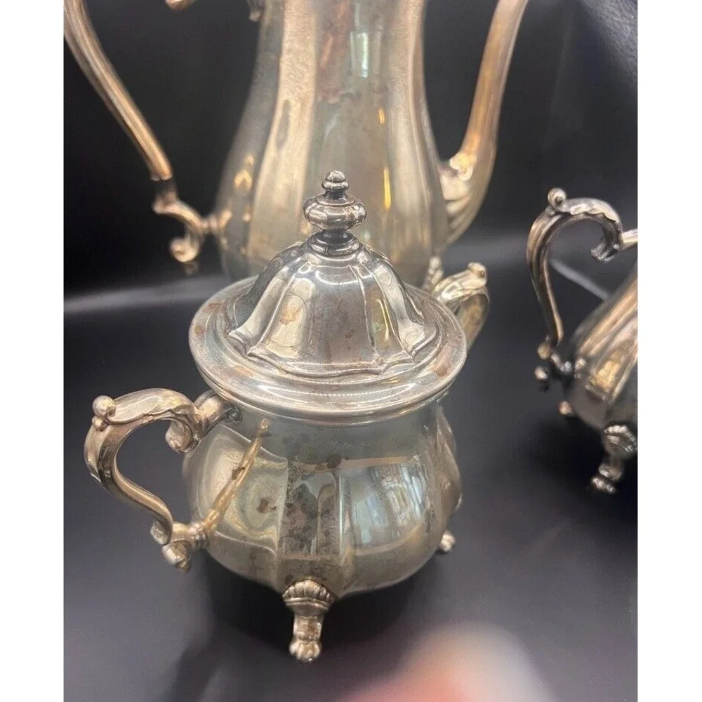 Antique Silverplate Tea Coffee Set Chippendale International Silver Co‎ Sugar &